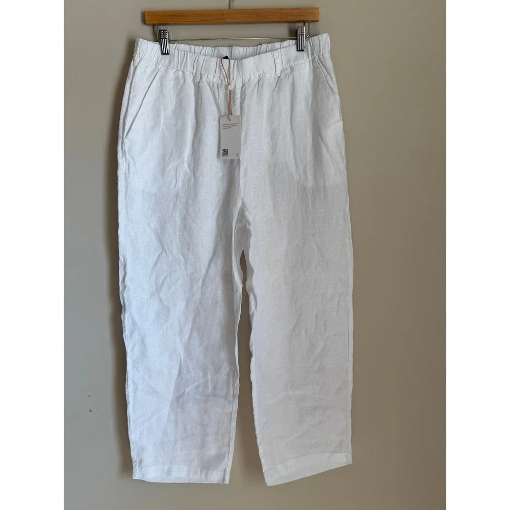 NWT Quince European Linen Pants Womens Large White European Linen